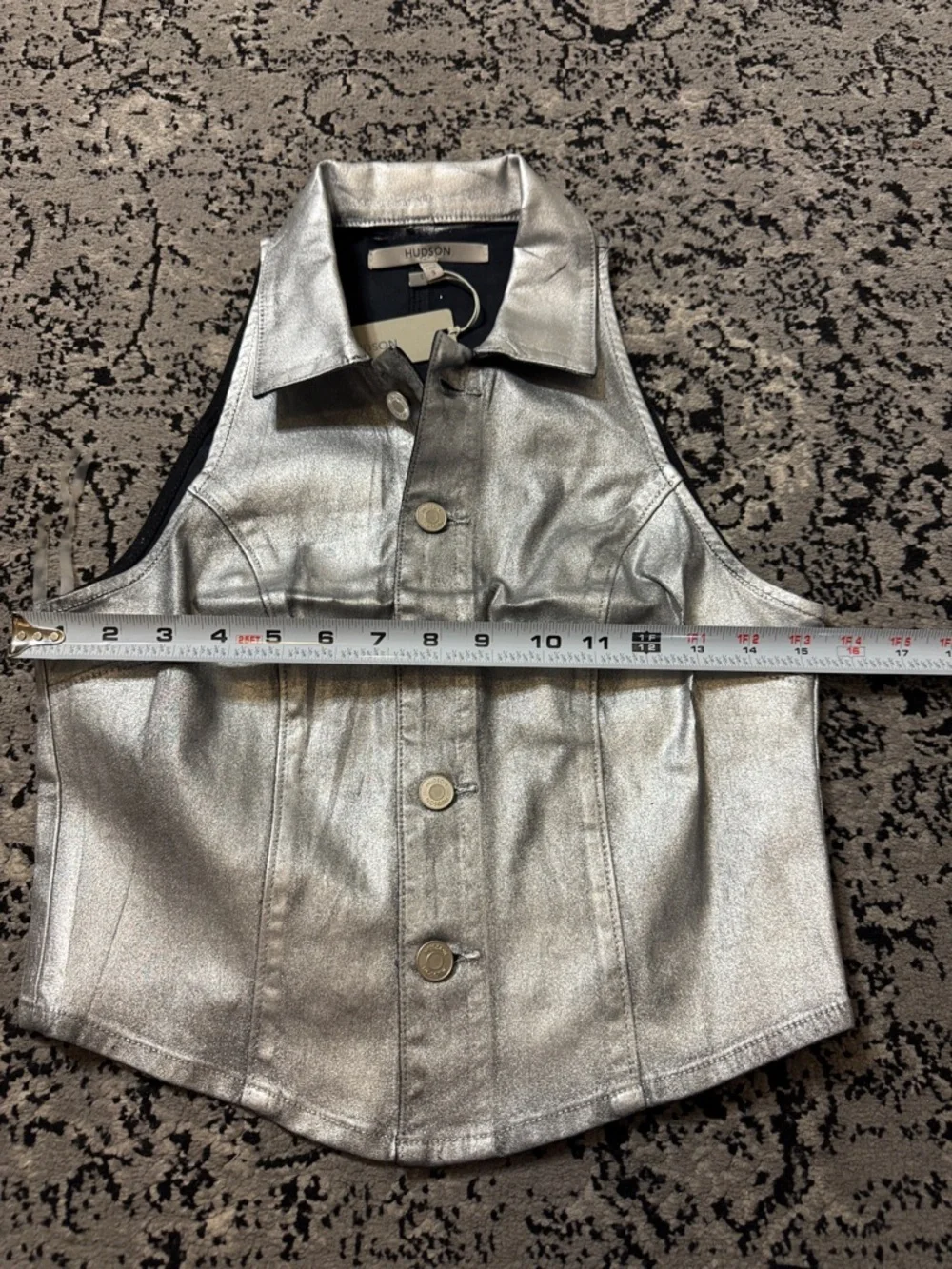 Hudson Metallic Silver Button-Front halter Vest - Picture 5 of 7